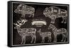 Vector Diagram Cut Carcasses Boar, Bison, Deer, Horse-111chemodan111-Framed Stretched Canvas