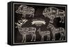 Vector Diagram Cut Carcasses Boar, Bison, Deer, Horse-111chemodan111-Framed Stretched Canvas