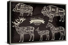 Vector Diagram Cut Carcasses Boar, Bison, Deer, Horse-111chemodan111-Stretched Canvas