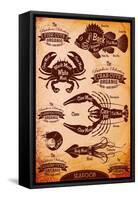 Vector Diagram Cut Carcasses Seafood-111chemodan111-Framed Stretched Canvas