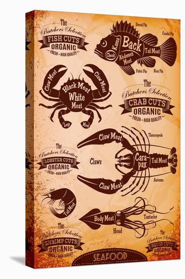 Vector Diagram Cut Carcasses Seafood-111chemodan111-Stretched Canvas