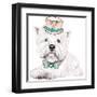 Vector Dog West Highland White Terrier Breed in Hat and Bow Tie-kavalenkava volha-Framed Art Print