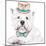 Vector Dog West Highland White Terrier Breed in Hat and Bow Tie-kavalenkava volha-Mounted Art Print