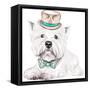 Vector Dog West Highland White Terrier Breed in Hat and Bow Tie-kavalenkava volha-Framed Stretched Canvas