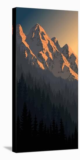 Vector Evening Mountains Landscape-ekolara-Stretched Canvas