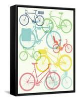 Vector Flat Modern Urban, Town and City Bicycles Background Featuring Touring Bicycle, Fixed Gear,-Mascha Tace-Framed Stretched Canvas