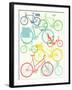 Vector Flat Modern Urban, Town and City Bicycles Background Featuring Touring Bicycle, Fixed Gear,-Mascha Tace-Framed Art Print