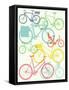 Vector Flat Modern Urban, Town and City Bicycles Background Featuring Touring Bicycle, Fixed Gear,-Mascha Tace-Framed Stretched Canvas