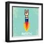 Vector Flat Pixel Rock N Roll Icon with Fire-rock n roll-Framed Art Print