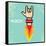 Vector Flat Pixel Rock N Roll Icon with Fire-rock n roll-Framed Stretched Canvas