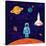 Vector Flat Space Elements with Spaceship and Planets.-Inshpulya-Stretched Canvas