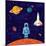 Vector Flat Space Elements with Spaceship and Planets.-Inshpulya-Mounted Art Print