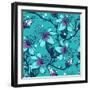 Vector Floral Seamless Pattern with Blooming Apple Tree-Anna Paff-Framed Art Print