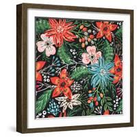 Vector Floral Seamless Pattern with Colorful Christmas Flowers-Anna Paff-Framed Art Print