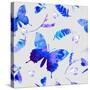 Vector Floral Watercolor Texture Pattern with Butterflies.Watercolor Floral Pattern.Blue Flowers Pa-GalinaL-Stretched Canvas