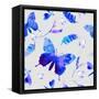Vector Floral Watercolor Texture Pattern with Butterflies.Watercolor Floral Pattern.Blue Flowers Pa-GalinaL-Framed Stretched Canvas