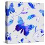 Vector Floral Watercolor Texture Pattern with Butterflies.Watercolor Floral Pattern.Blue Flowers Pa-GalinaL-Stretched Canvas