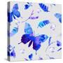 Vector Floral Watercolor Texture Pattern with Butterflies.Watercolor Floral Pattern.Blue Flowers Pa-GalinaL-Stretched Canvas