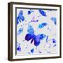 Vector Floral Watercolor Texture Pattern with Butterflies.Watercolor Floral Pattern.Blue Flowers Pa-GalinaL-Framed Art Print