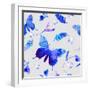 Vector Floral Watercolor Texture Pattern with Butterflies.Watercolor Floral Pattern.Blue Flowers Pa-GalinaL-Framed Art Print