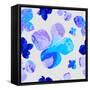 Vector Floral Watercolor Texture Pattern with Flowers.Watercolor Floral Pattern.Blue Flowers Patter-GalinaL-Framed Stretched Canvas