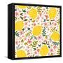 Vector Flower and Lemon Seamless Pattern-Nadydy-Framed Stretched Canvas