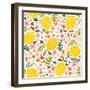 Vector Flower and Lemon Seamless Pattern-Nadydy-Framed Photographic Print