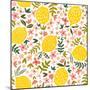 Vector Flower and Lemon Seamless Pattern-Nadydy-Mounted Photographic Print