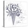 Vector Flowers in Waffle Cone. Bouquet of Peonies. Use this Illustration in Your Design.-Innakote-Stretched Canvas