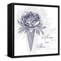 Vector Flowers in Waffle Cone. Bouquet of Peonies. Use this Illustration in Your Design.-Innakote-Framed Stretched Canvas