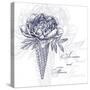 Vector Flowers in Waffle Cone. Bouquet of Peonies. Use this Illustration in Your Design.-Innakote-Stretched Canvas