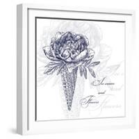 Vector Flowers in Waffle Cone. Bouquet of Peonies. Use this Illustration in Your Design.-Innakote-Framed Art Print