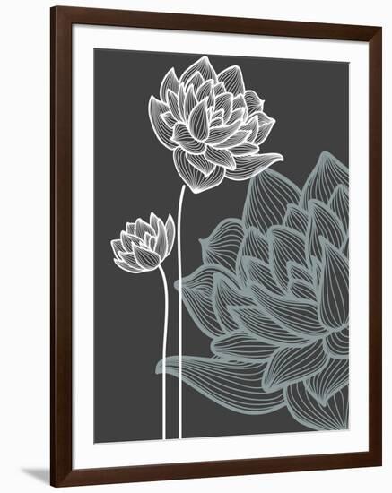 Vector Flowers over Black Background-Danussa-Framed Art Print