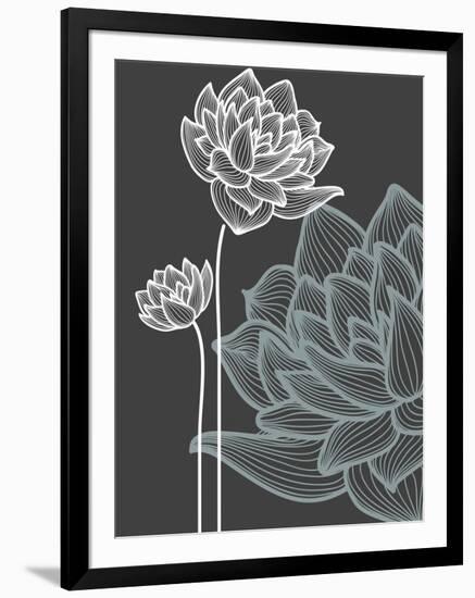 Vector Flowers over Black Background-Danussa-Framed Art Print