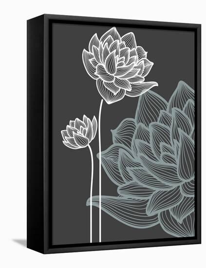 Vector Flowers over Black Background-Danussa-Framed Stretched Canvas