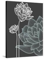 Vector Flowers over Black Background-Danussa-Stretched Canvas