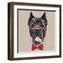 Vector Funny Cartoon Hipster Dog Cane Corso-kavalenkava volha-Framed Art Print