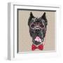 Vector Funny Cartoon Hipster Dog Cane Corso-kavalenkava volha-Framed Art Print