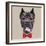 Vector Funny Cartoon Hipster Dog Cane Corso-kavalenkava volha-Framed Art Print