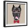 Vector Funny Cartoon Hipster Dog Cane Corso-kavalenkava volha-Framed Art Print