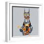 Vector Funny Cartoon Hipster Dog Doberman Pinscher Breed-kavalenkava volha-Framed Art Print