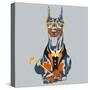 Vector Funny Cartoon Hipster Dog Doberman Pinscher Breed-kavalenkava volha-Stretched Canvas