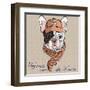 Vector Funny Cartoon Hipster Dog  French Bulldog Breed-kavalenkava volha-Framed Art Print