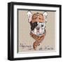 Vector Funny Cartoon Hipster Dog  French Bulldog Breed-kavalenkava volha-Framed Art Print