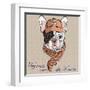 Vector Funny Cartoon Hipster Dog  French Bulldog Breed-kavalenkava volha-Framed Art Print