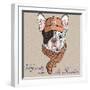 Vector Funny Cartoon Hipster Dog  French Bulldog Breed-kavalenkava volha-Framed Art Print