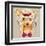 Vector Funny Cartoon Hipster Dog Yorkshire Terrier-kavalenkava volha-Framed Art Print