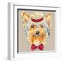 Vector Funny Cartoon Hipster Dog Yorkshire Terrier-kavalenkava volha-Framed Art Print