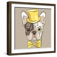 Vector Funny Cartoon Hipster French Bulldog Dog-kavalenkava volha-Framed Art Print