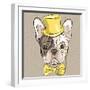 Vector Funny Cartoon Hipster French Bulldog Dog-kavalenkava volha-Framed Art Print
